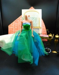 951 BARBIE DOLL SENIOR PROM GREEN AND BLUE BALL GOWN SOLO 1963 64